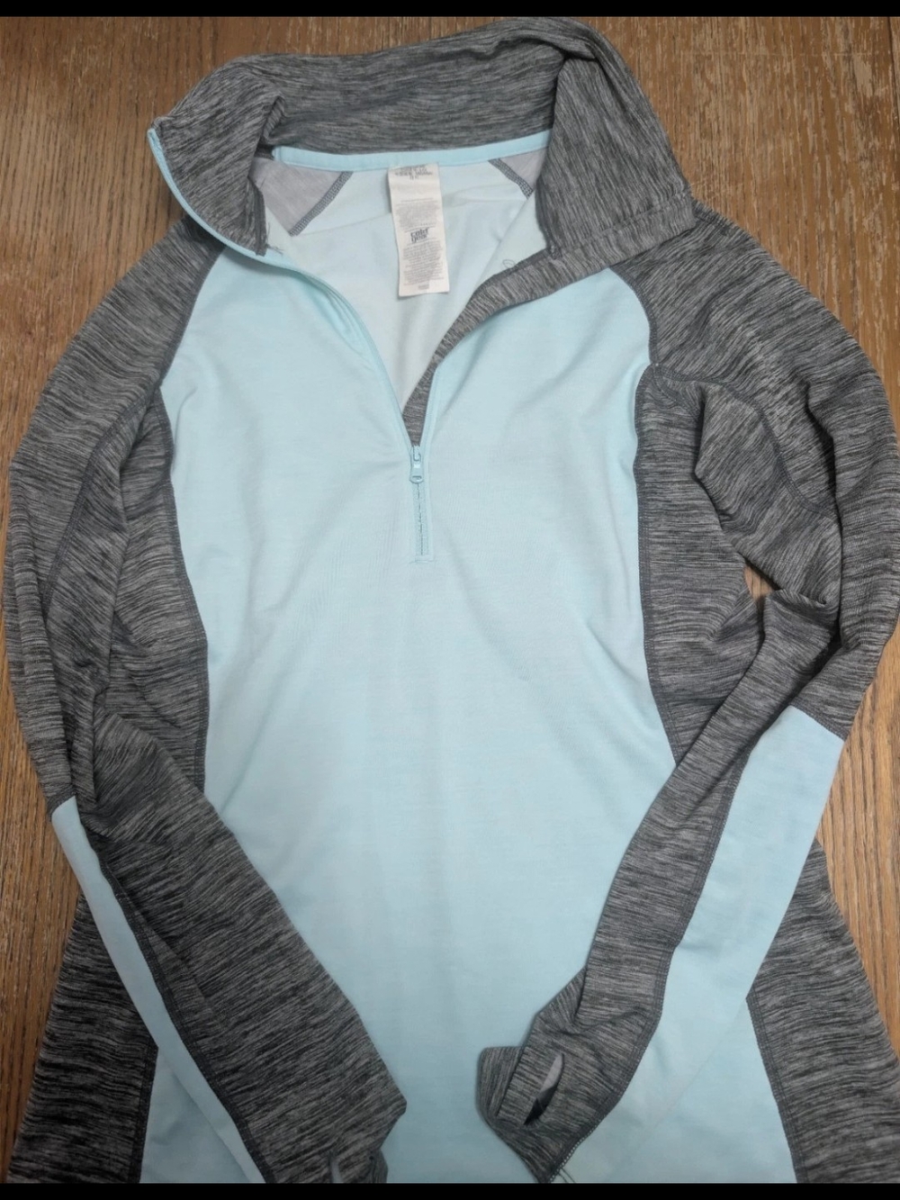 Under Armour Women's Light Blue and Gray Quarter-Zip Hoodie